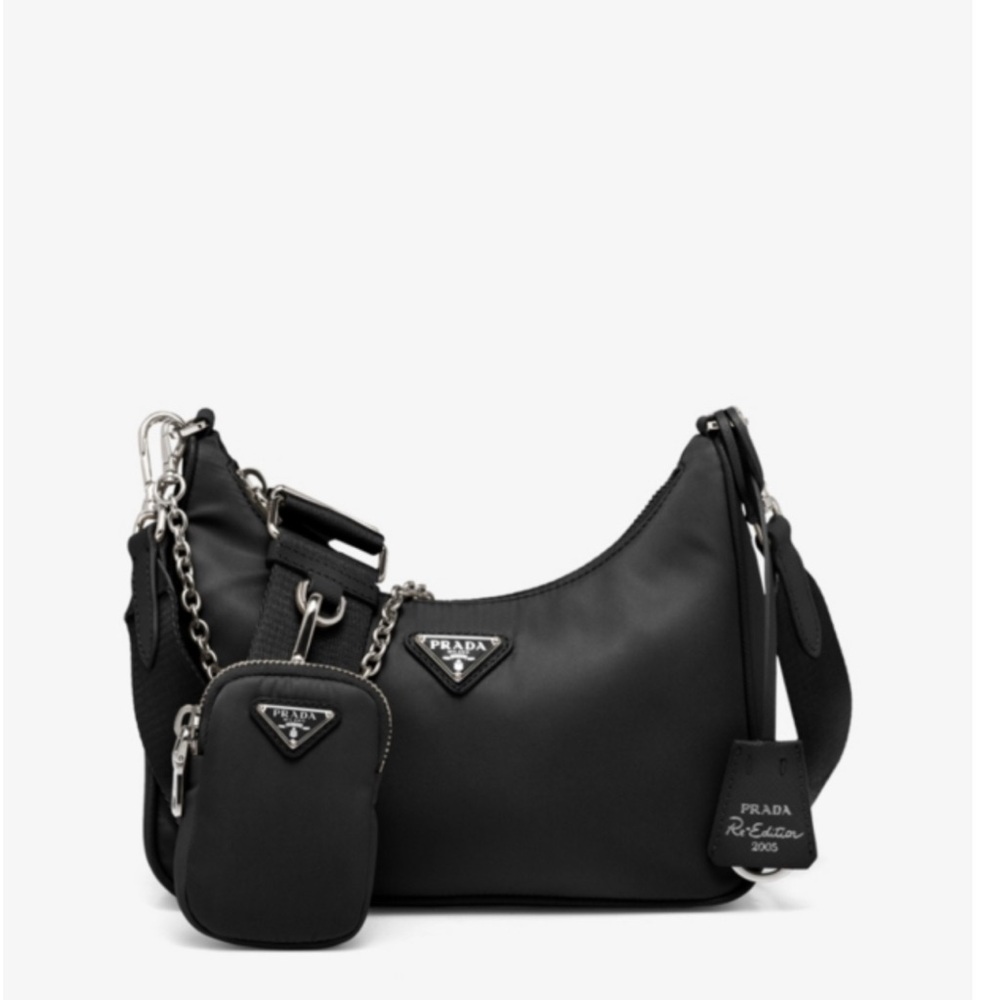 Prada Black Shoulder Bag with Chain Detail